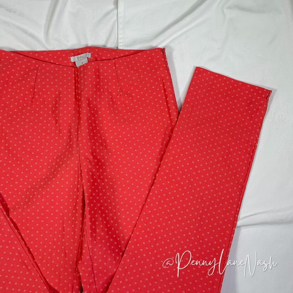 Eric Stella Mid-Rise Side Zipper Dotted Pants Size 6 Coral - Picture 8 of 15